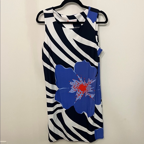 Jude Connally Dresses & Skirts - Jude Connally Black and White Mini Dress with Blue Floral